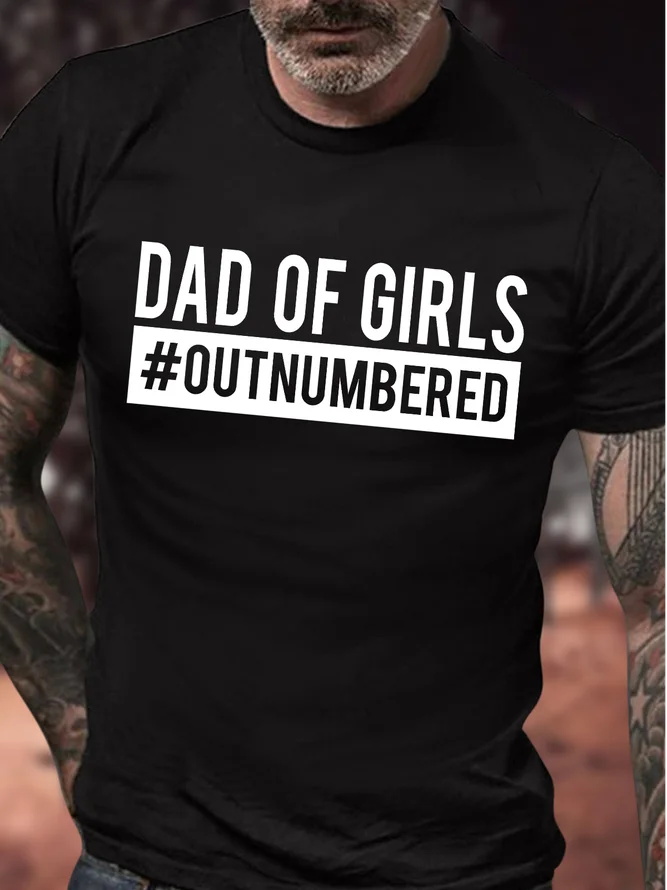 Dad Of Girls #Outnumbered Print Men's T-shirt