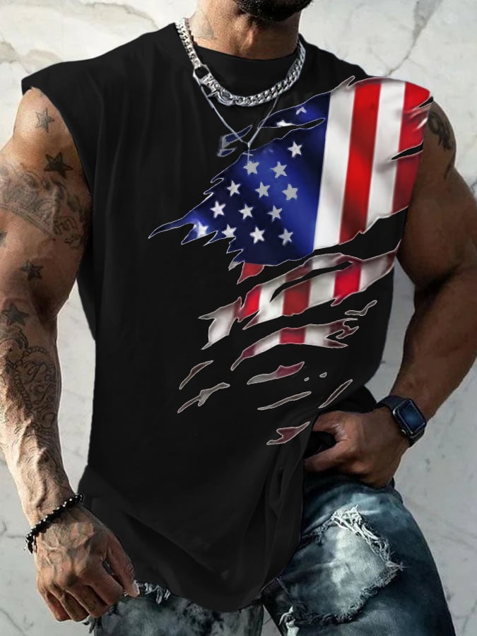Men's Vintage Flag Element Crew Neck Tank Top