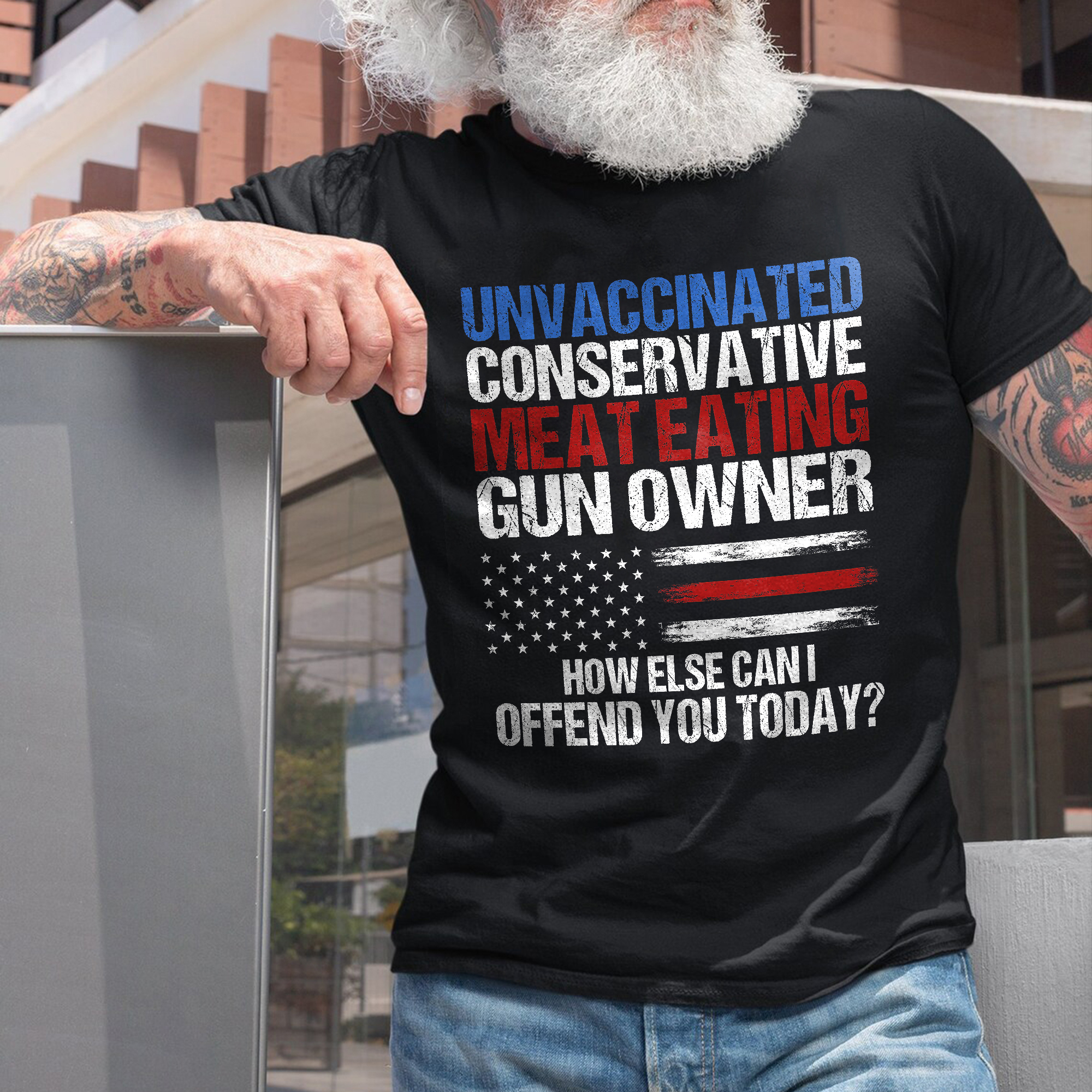 Unvaccinated Conservative Meat Eating Printed Men's T-shirt
