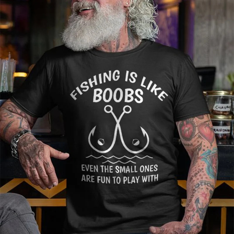 Fishing Is Like Boobs Print Men's T-shirt