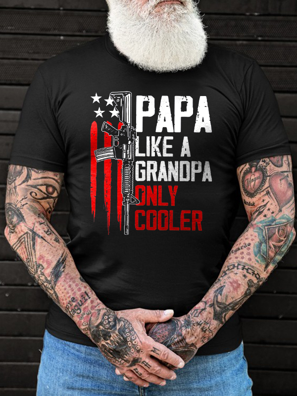 Papa Like A Grandpa Only Cooler Printed Men's T-shirt
