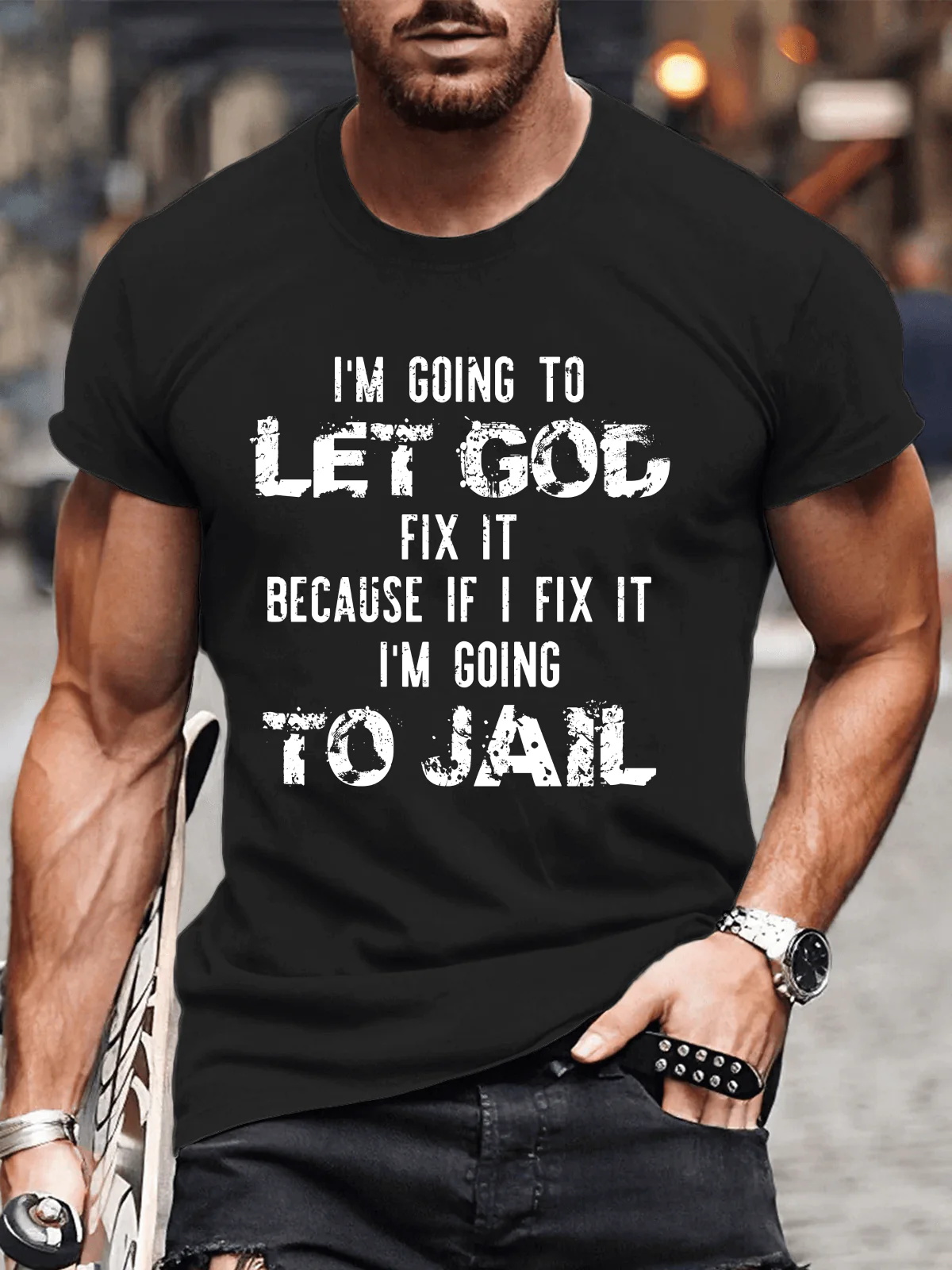I'm Going To Let God Fix It Printed Men's T-shirt