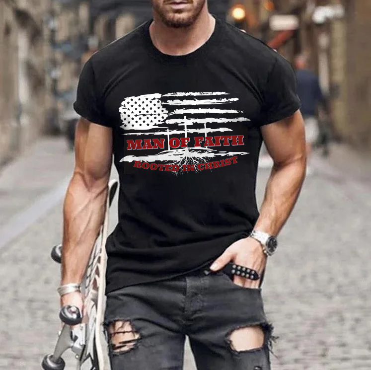 Man Of Faith Rooted In Christ Print Men's T-shirt