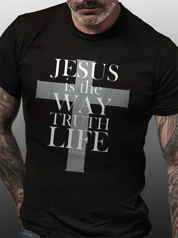 Jesus Is The Way Truth Life Cross Print Men's T-shirt