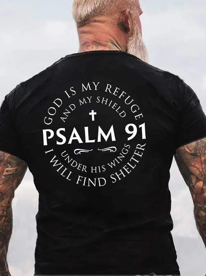 God Is My Refuge Faithful Cross Printed Men's T-shirt