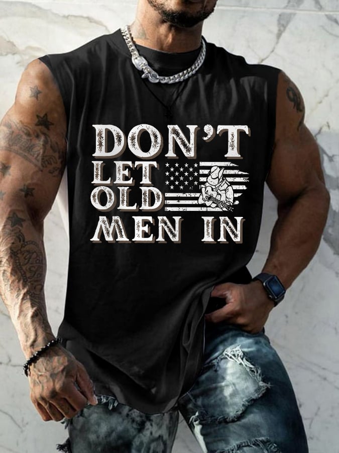 Men's Don't Let The Old Man In America Flag Tank Top
