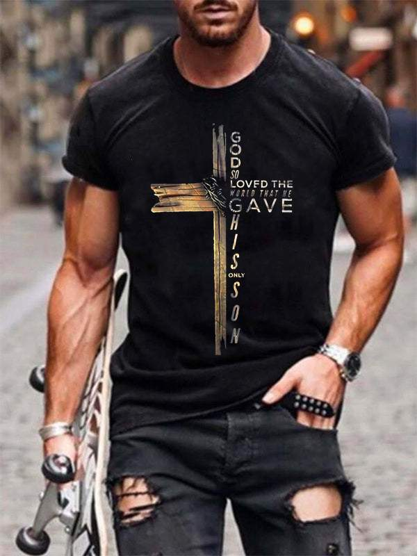 God So Loved The World That He Gave His Only Son Printed Men's T-shirt