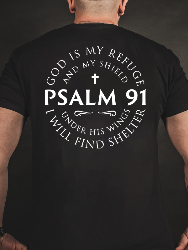 God Is My Refuge Faithful Cross Printed Men's T-shirt