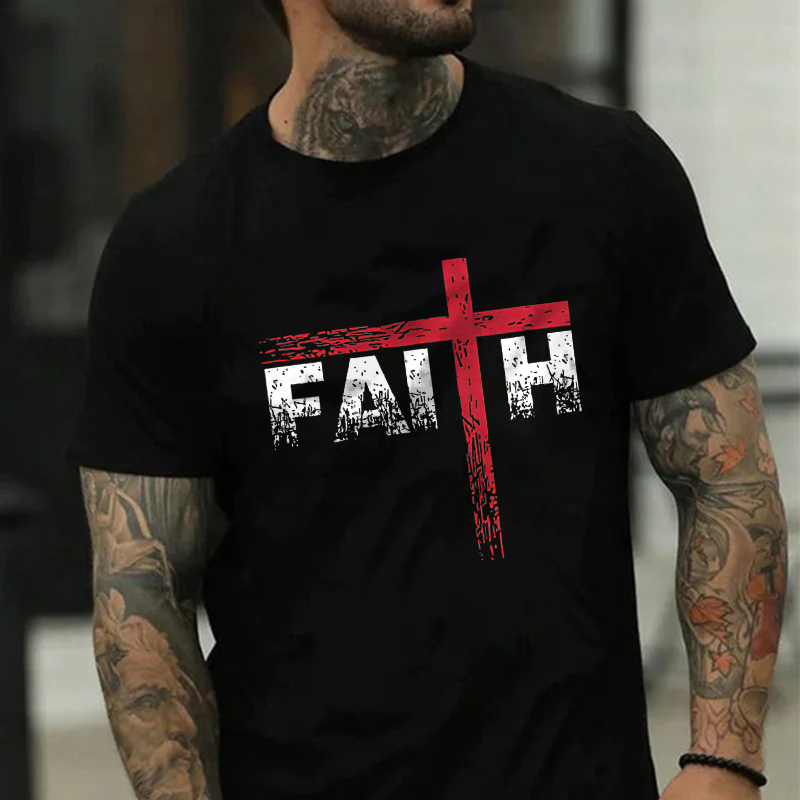 Faith Cross Printed Casual T-Shirt