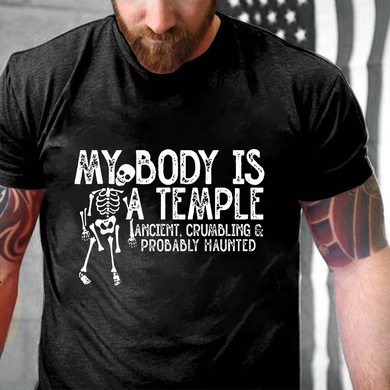 My Body Is A Temple Skull Print Men's T-shirt