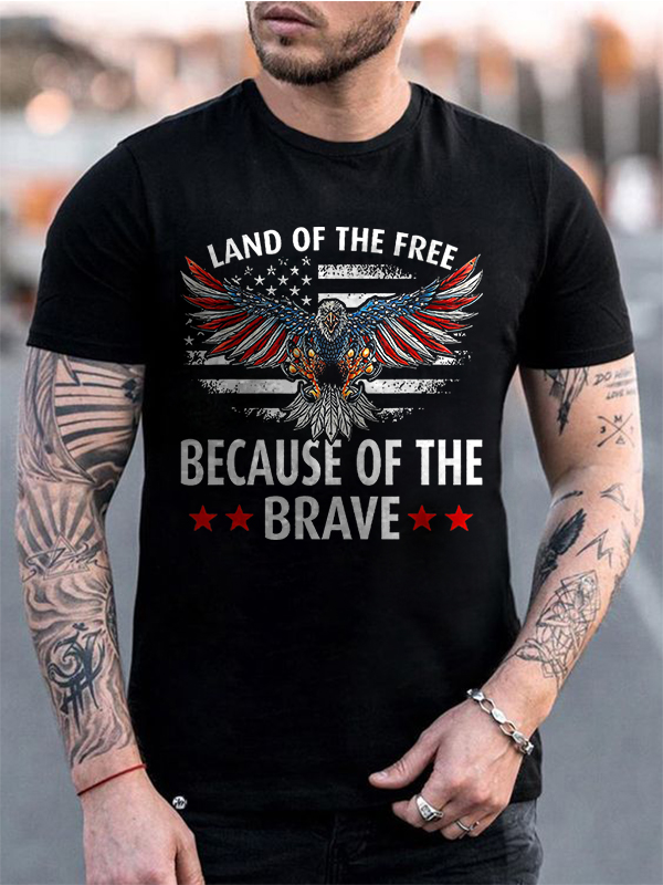 Land Of The Free Because Of The Brave Print Men's T-shirt