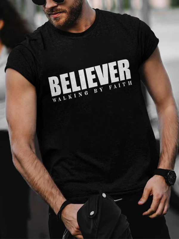 Believer Walking By Faith Print Men's T-shirt