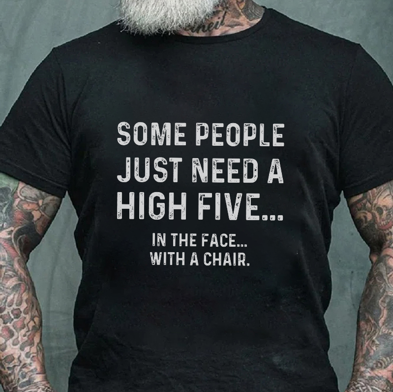Some People Just Need A High Five Printed Men's T-shirt