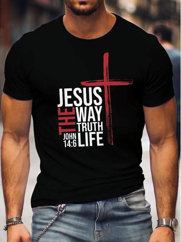 Jesus The Way Truth Life Printed Men's T-shirt