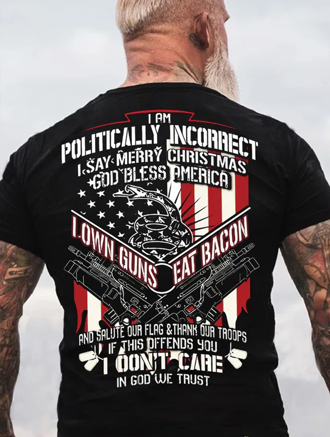 I Am Politically Incorrect I Say Merry Christmas Printed Men's T-shirt