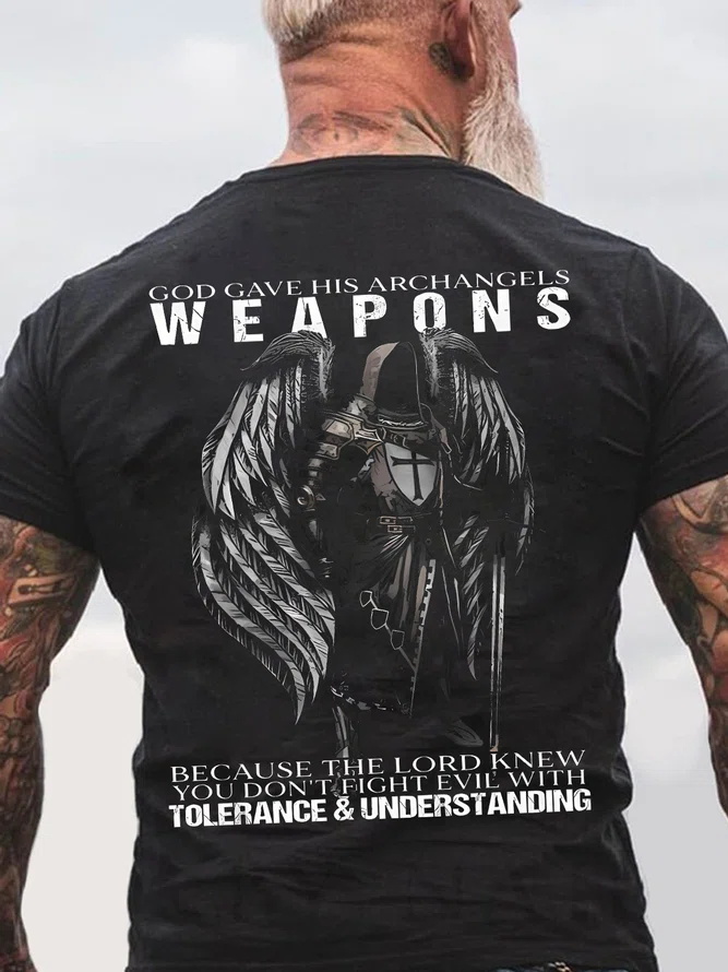 God Gave His Archangels Weapons Printed Men's T-shirt