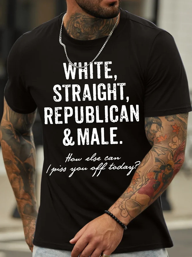 White, Straight, Republican & Male Printed Men's T-shirt