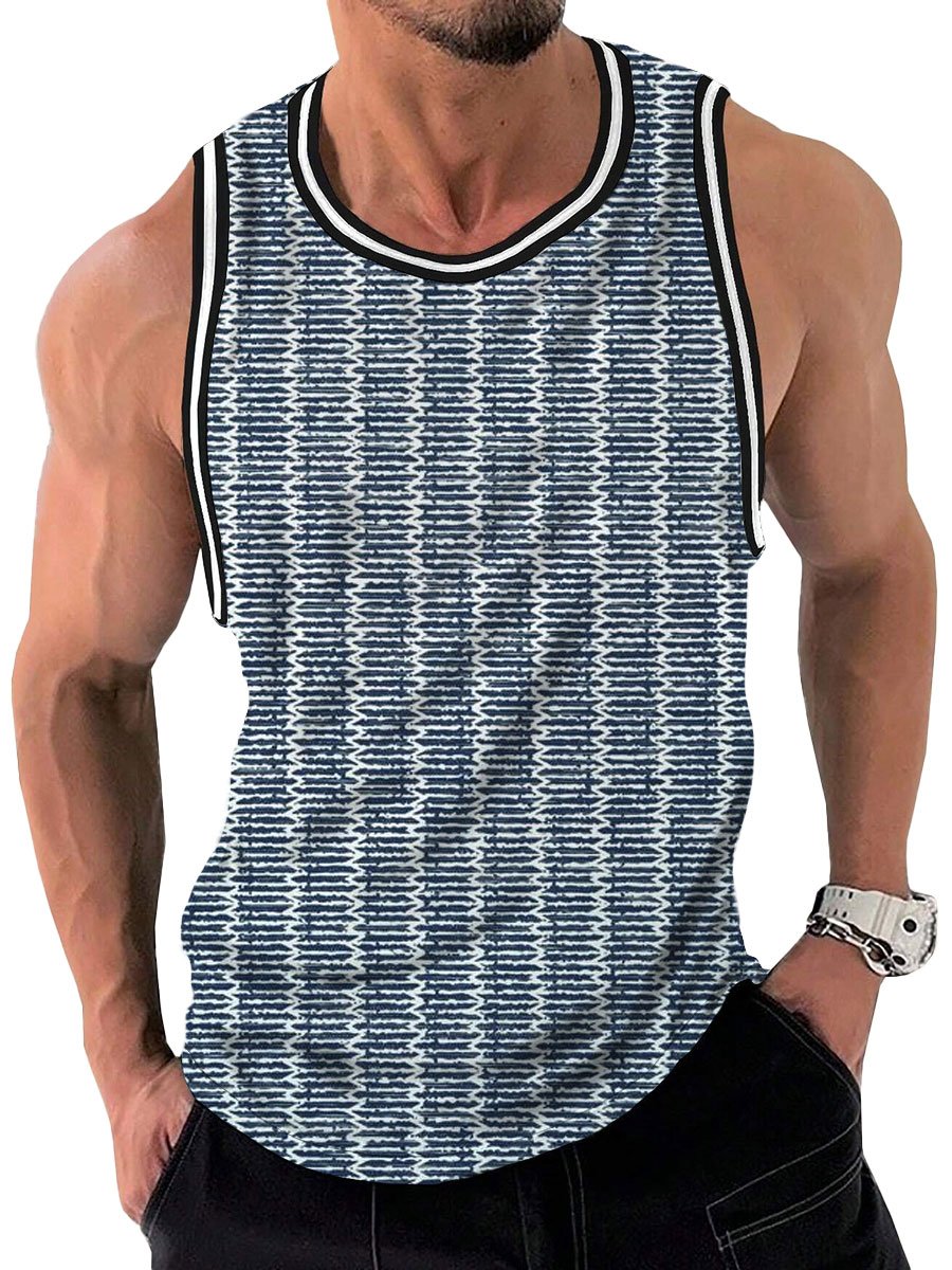 Retro Pattern Printed Casual Round Neck Tank Top