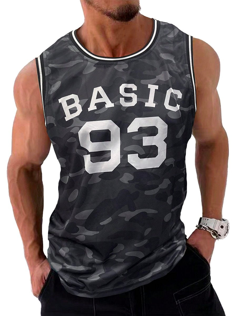 Stylish Letter Camo Print Tank Top