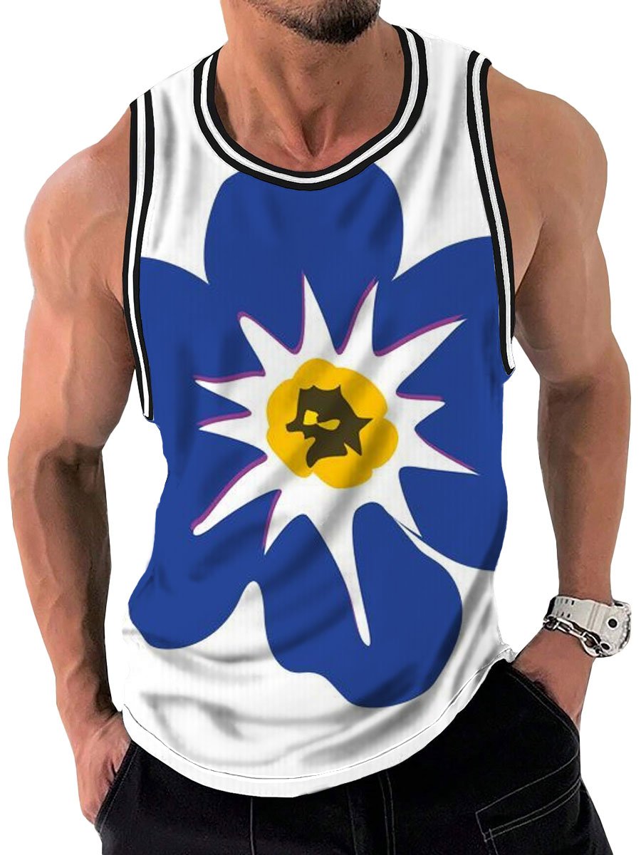 Men's Floral Print Casual Loose Tank Top