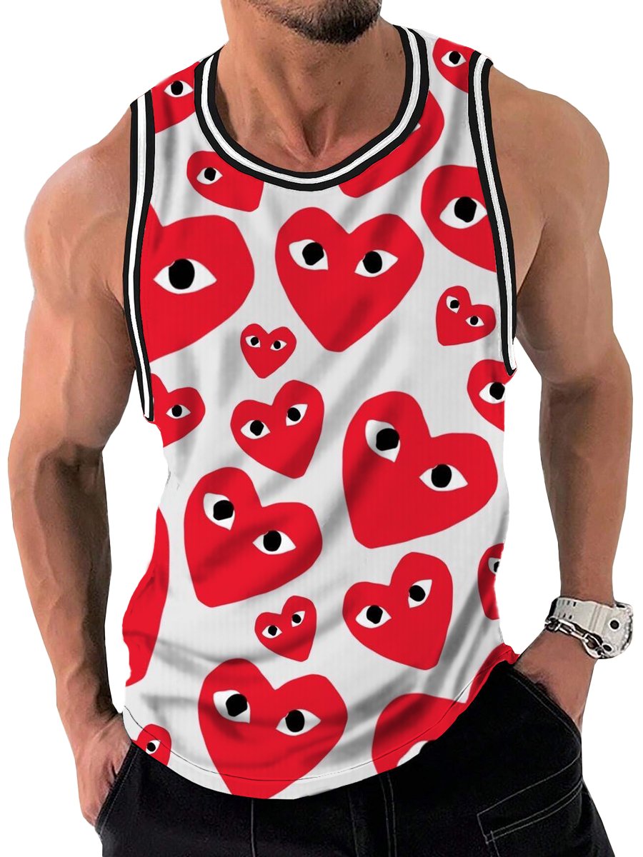 Fashion Love Print Crew Neck Tank Top