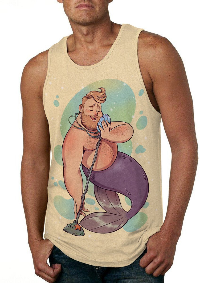 Singing Fat Merman Print Tank Top
