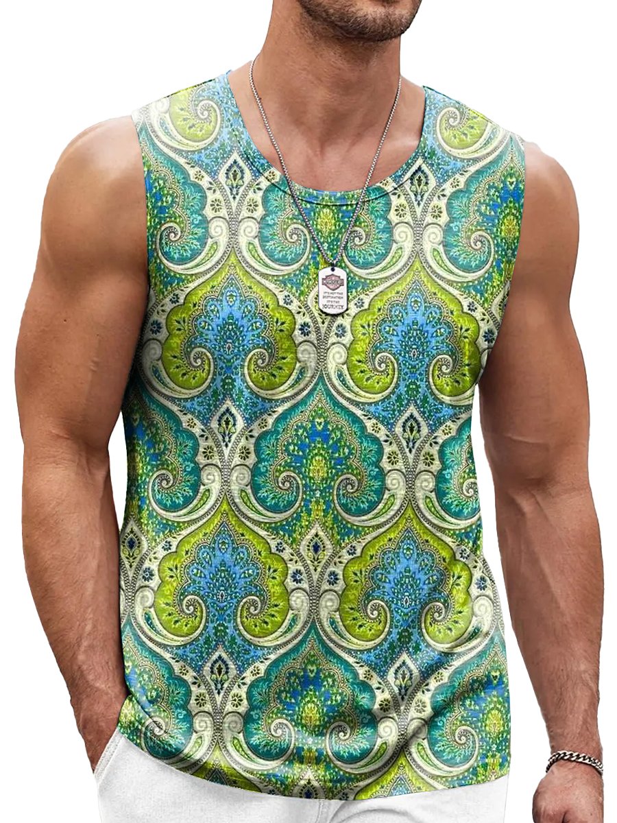 Ethnic Geometric Print Casual Sleeveless Tank Top