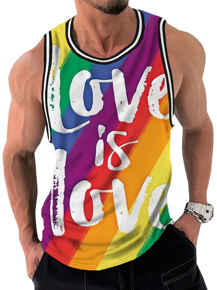 Men's Rainbow LOVE Printed Casual Tank Top