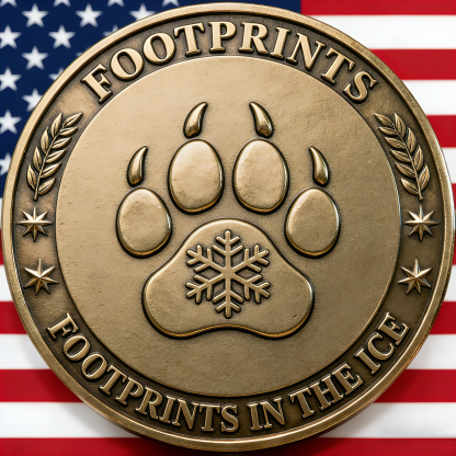 🏆Flash Sale 60% OFF - ❄️ Arctic Circle Blue Nose Veteran Commemorative Coin 🐻‍❄️ – Footprints in the Ice Edition