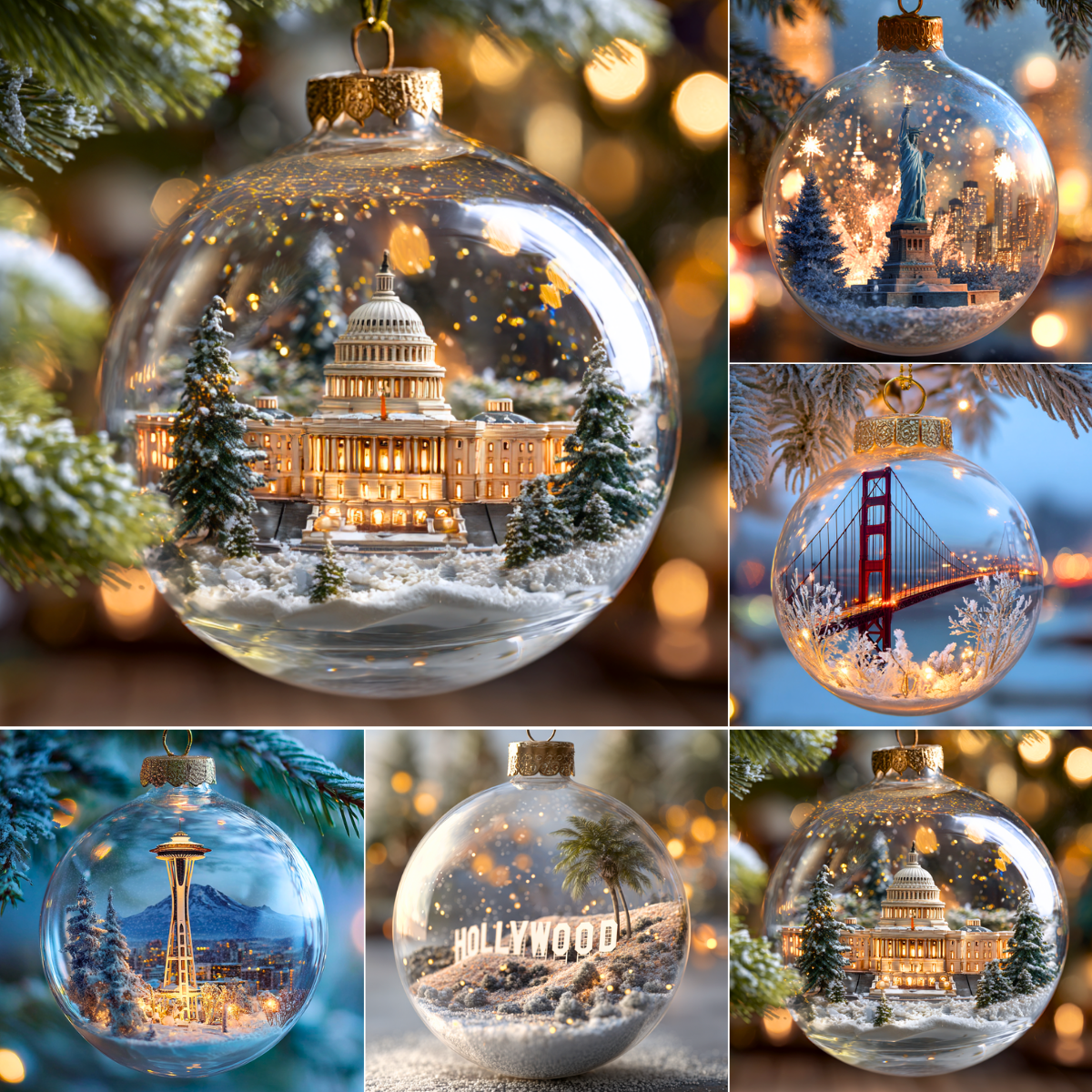 American Landmark Christmas Ornaments