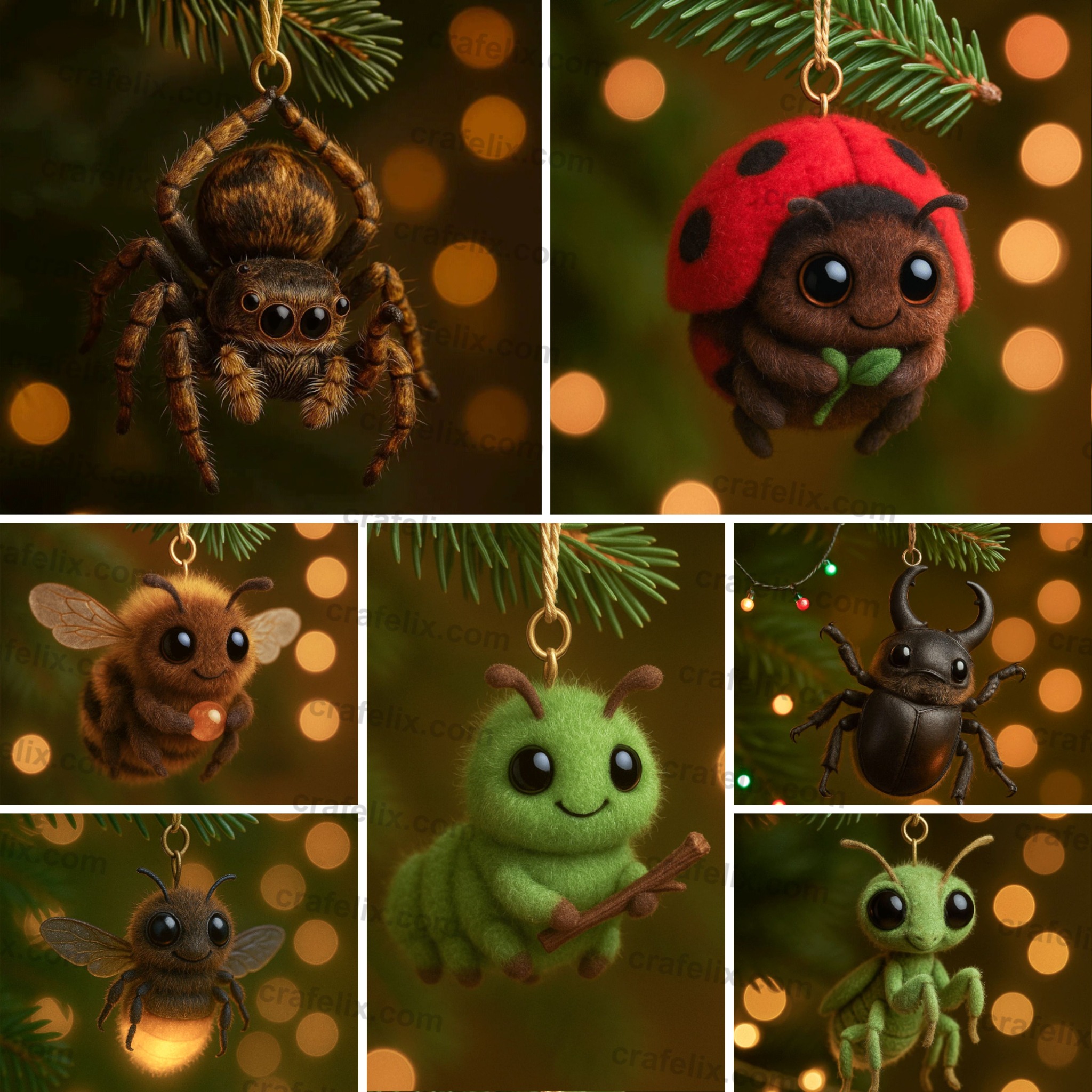 Tiny Bug Buddies Christmas Ornaments