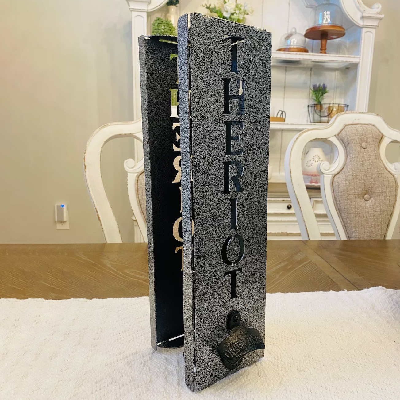 Can cooler holder with bottle opener