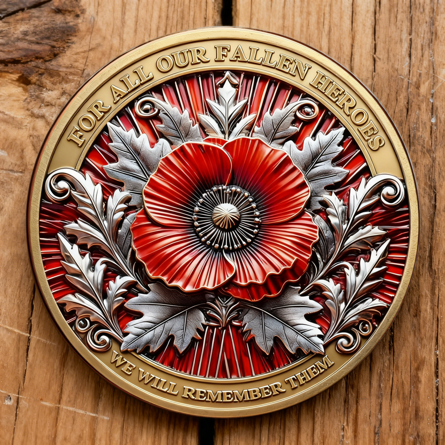 Poppy Remembrance Military Challenge Coin | Honor Fallen Heroes, Uphol