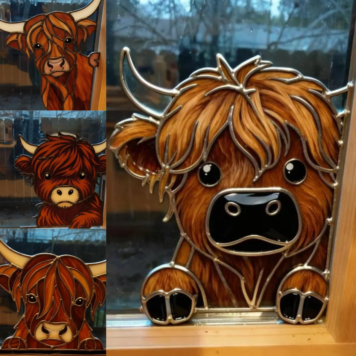🎄🐮Highland Cow Window Corner Decor🐮✨