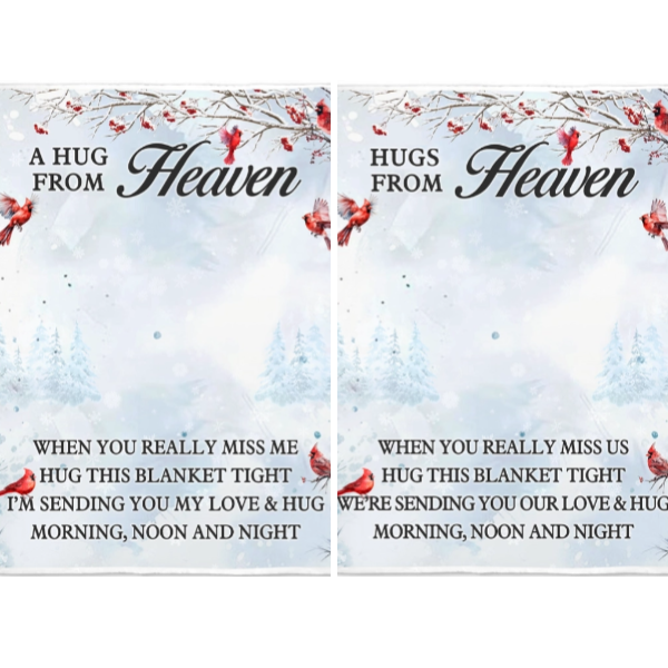 A Hug From Heaven - Customized Personalized Blanket - Sympathy Gift For Memorial