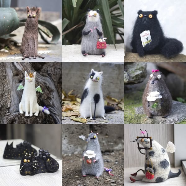 🔥Hot Sale 49% OFF🌟🐭👀Handmade Wool Felt Big-Eyed Panicked Weirdo — Quirky Plush Pal🧶