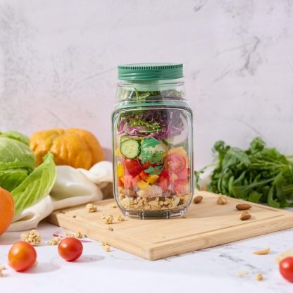 Limited Sale 50% OFF🔥Salad Pod – Leakproof Mason Jar Style Salad Container with Side Hatch Bowl Design