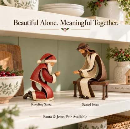 🎅✝️Santa Kneeling Before   Jesus Christmas   Figurines