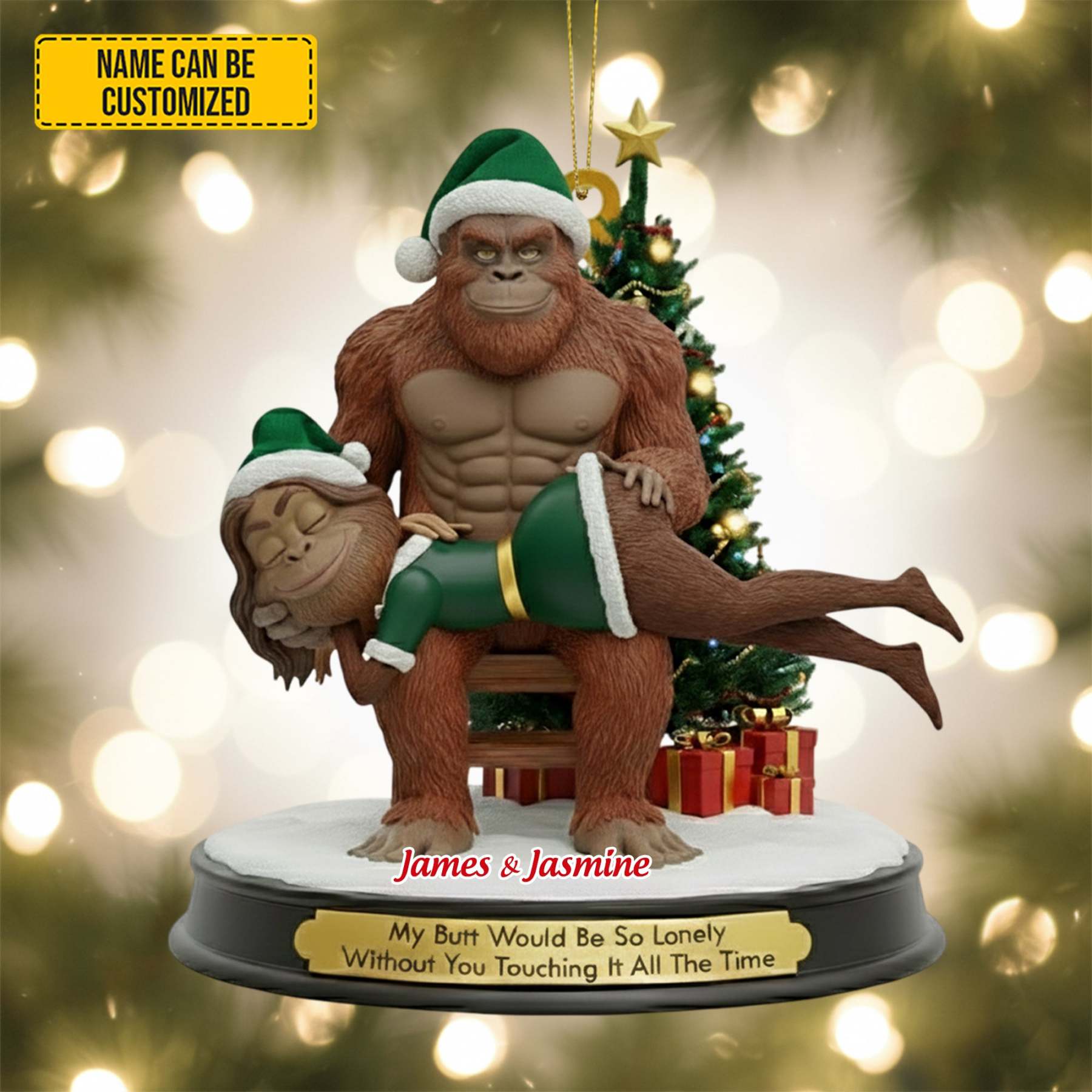 Bigfoot Couple Ornament – Personalized Funny Christmas Gift