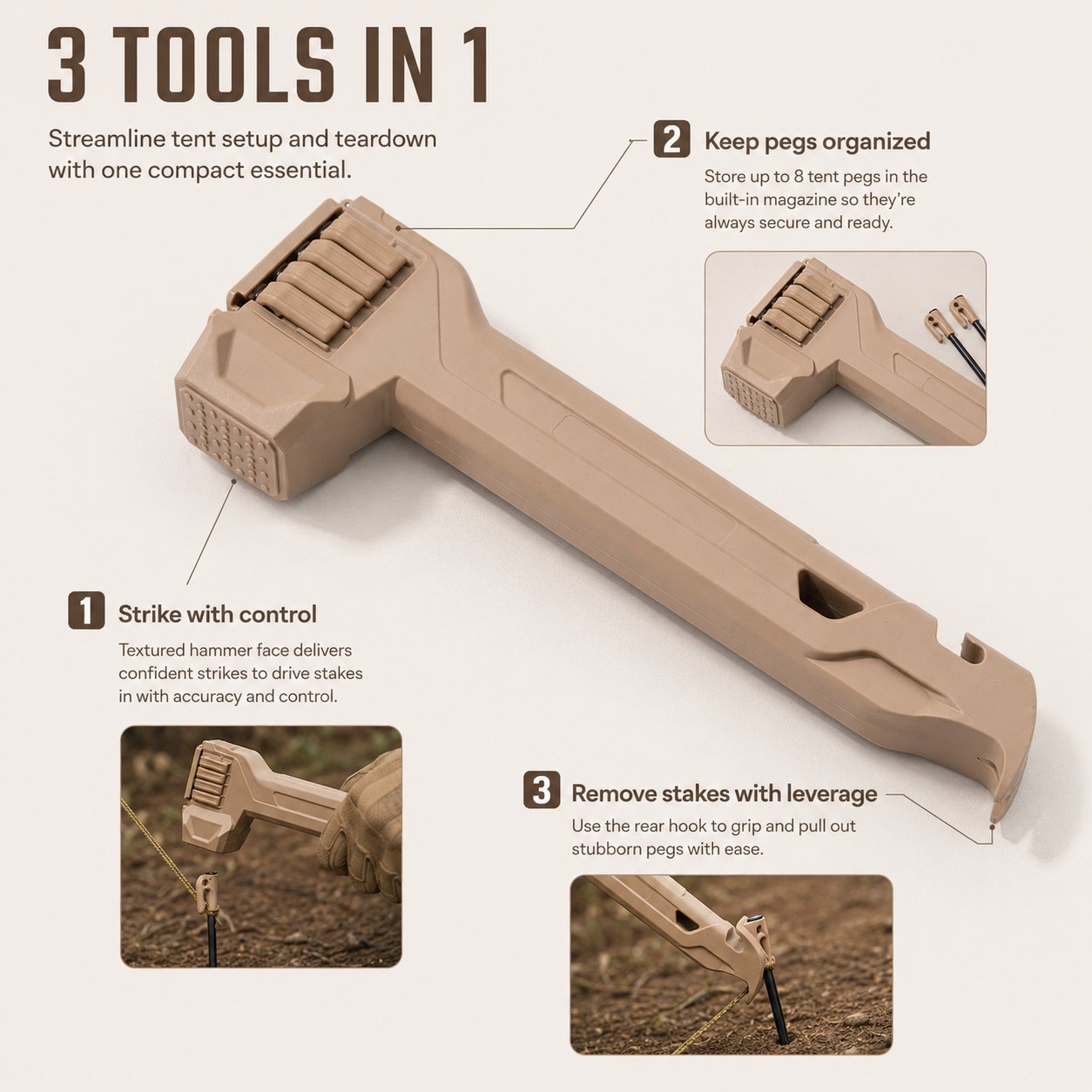 Tactical Multi-Functional Tent Hammer