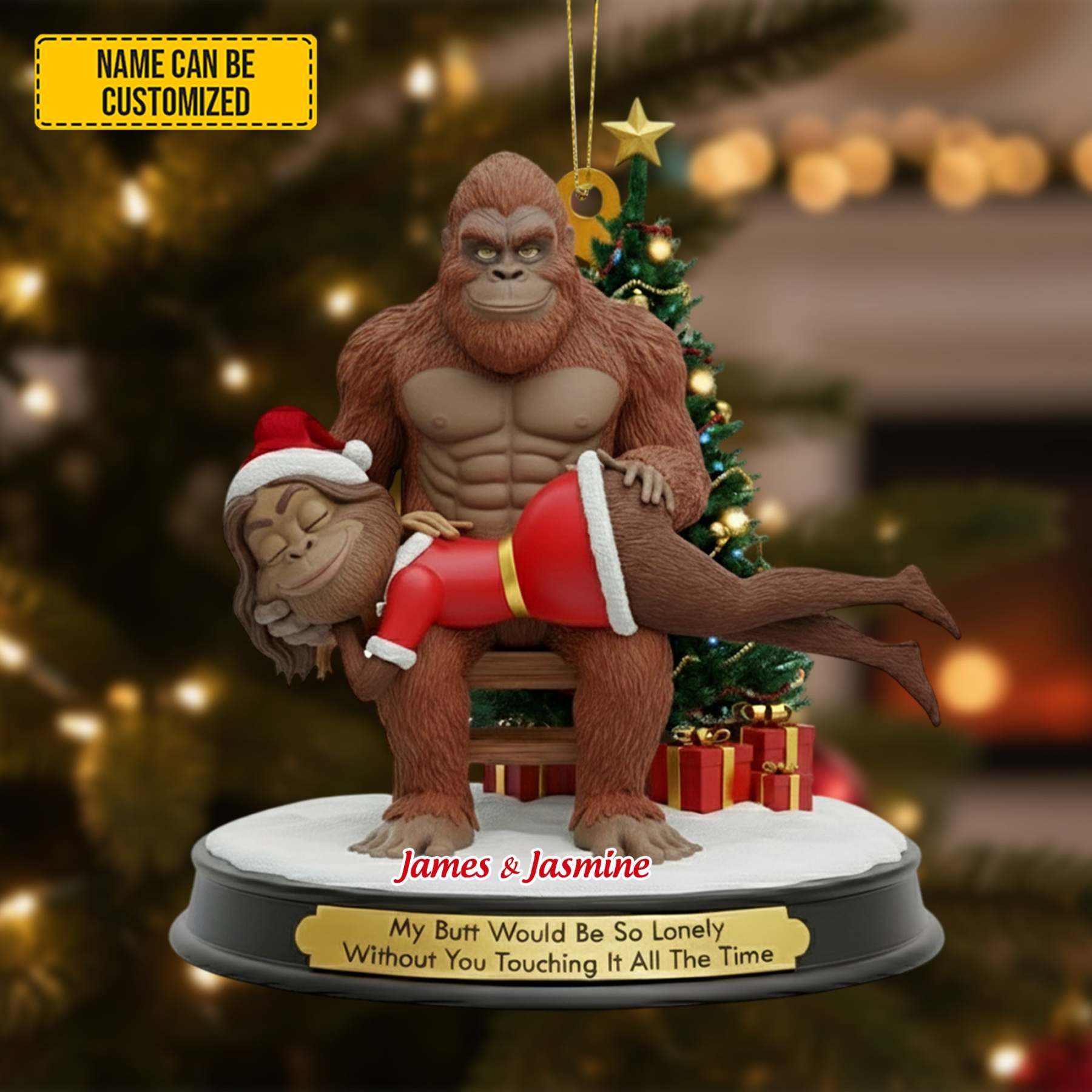 Bigfoot Couple Ornament – Personalized Funny Christmas Gift