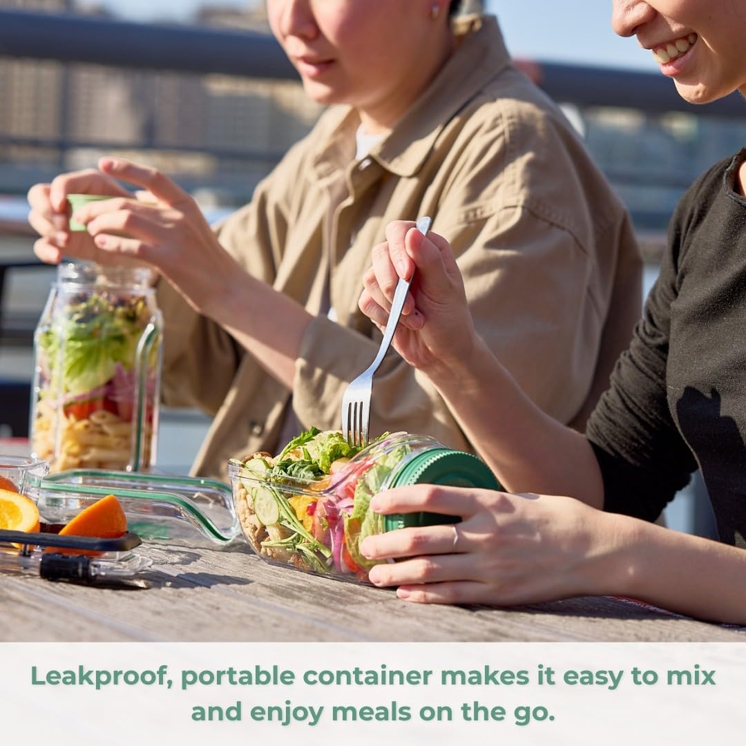 Limited Sale 50% OFF🔥Salad Pod – Leakproof Mason Jar Style Salad Container with Side Hatch Bowl Design