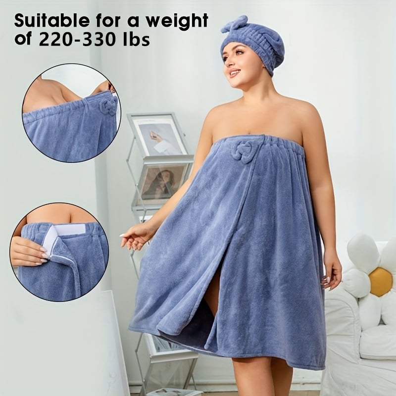Plus Size Adjustable Oversized Wrap Bathrobe Set