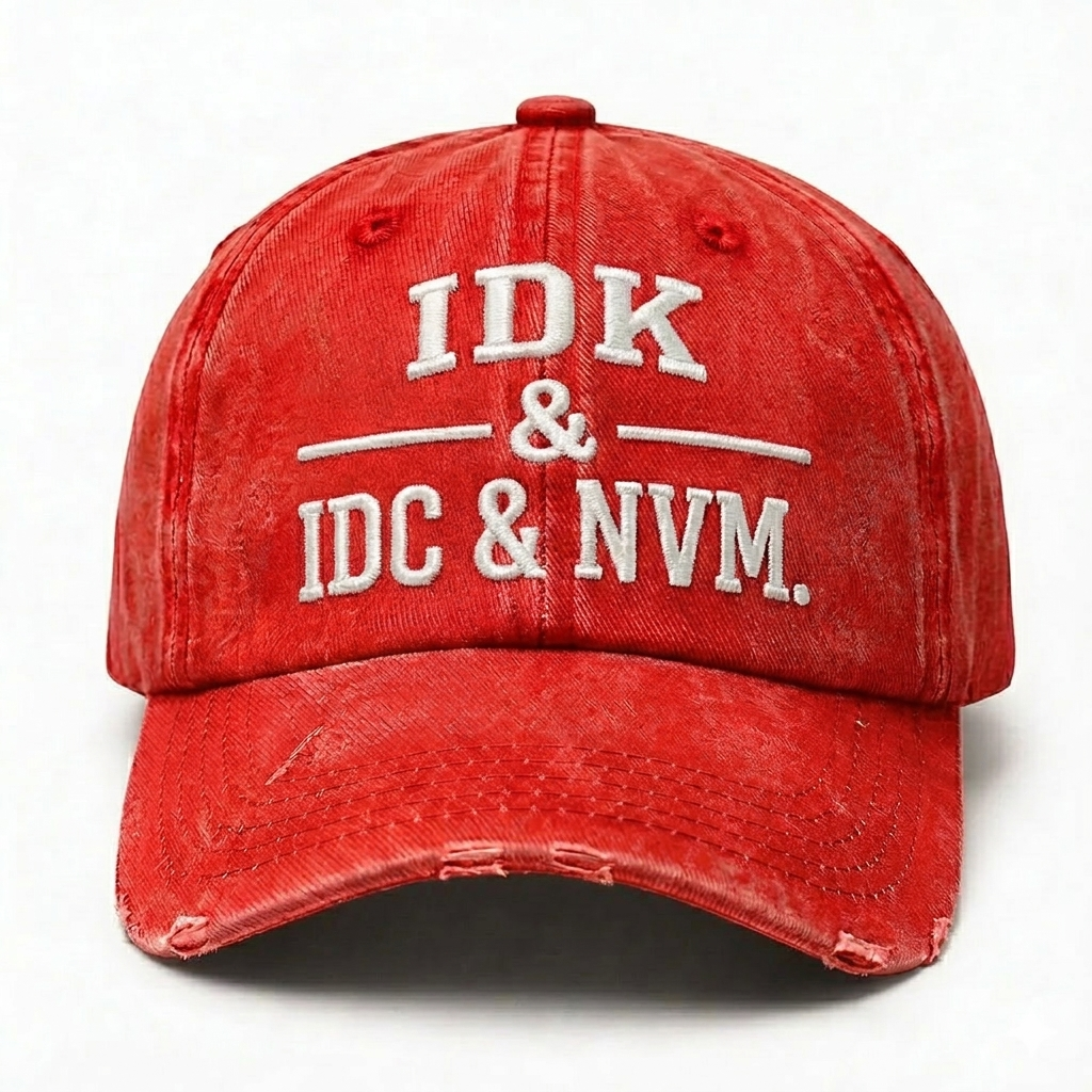 IDK & IDC & NVM Embroidery Baseball Cap