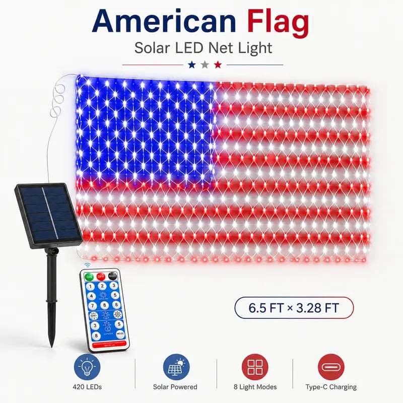 🔥49% Off Sale on July 4-----Solar American Flag Lights Outdoor