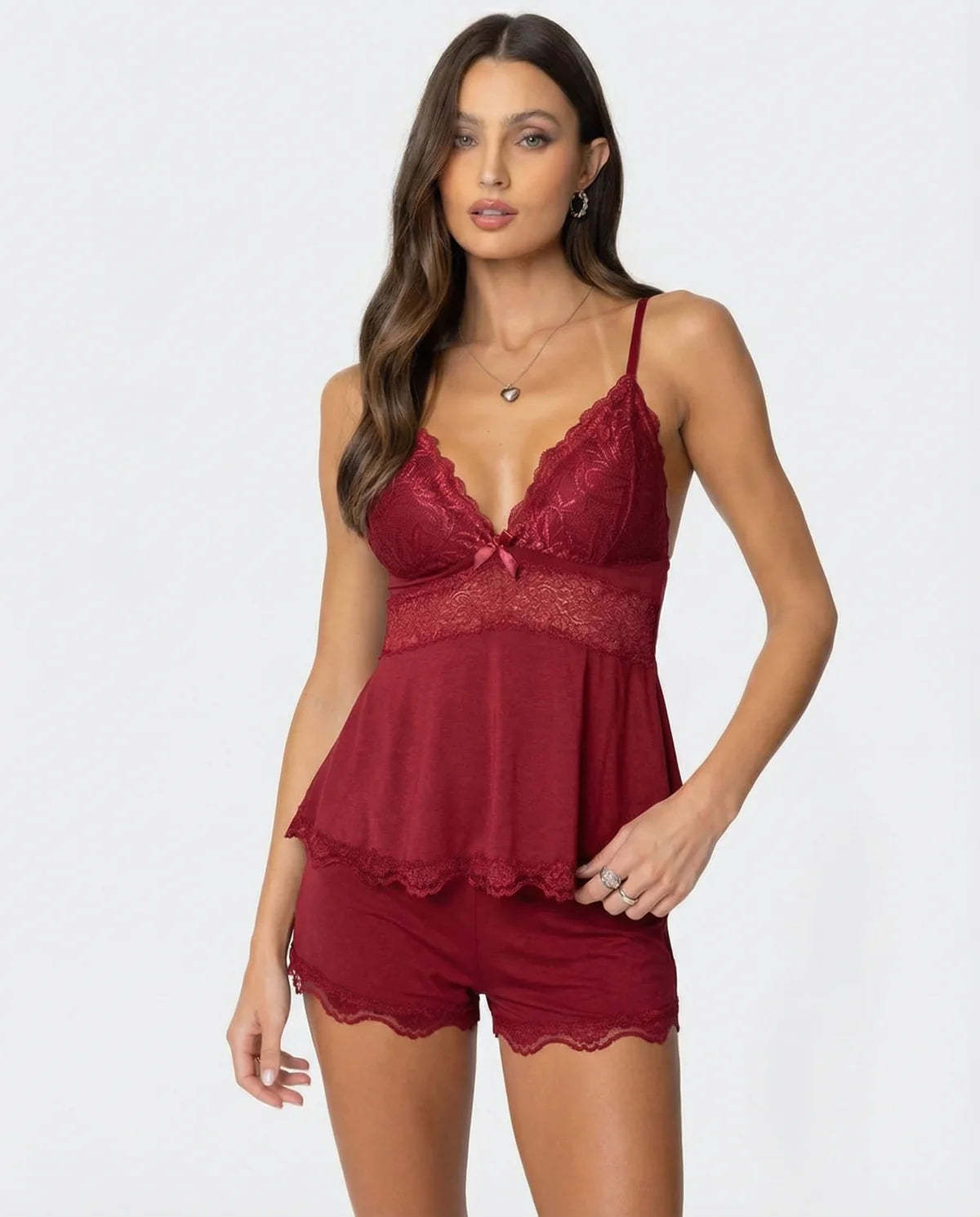High Slit Lacy Short 2-Piece Set