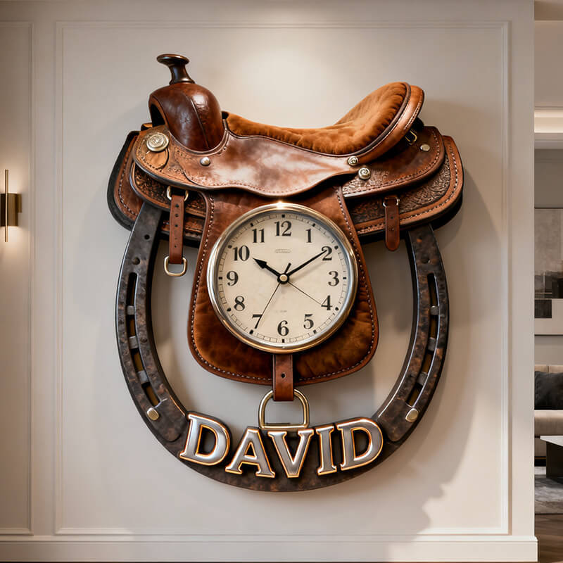 Personalized Saddle-Themed Clock