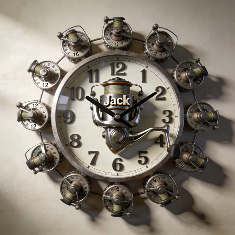 Personalized Fishing Wheel Theme Clock