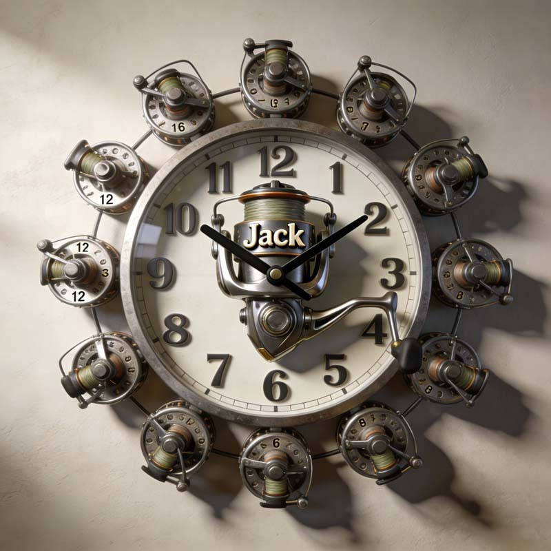 Personalized Fishing Wheel Theme Clock
