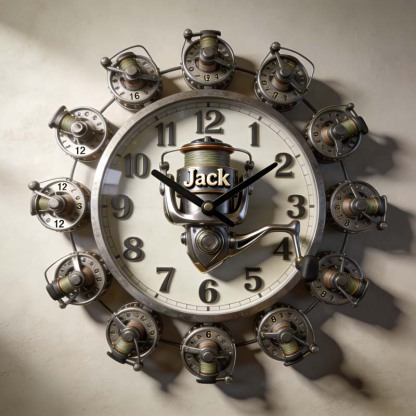 Personalized Fishing Wheel Theme Clock
